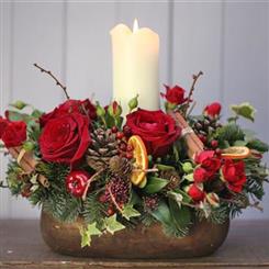 Christmas Long and Low Table Centre - Red